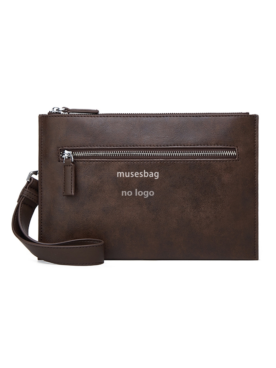 New men's grab bag Crazy horse print grab bag soft surface waterproof business mobile phone bag underarm bag span coin wallet