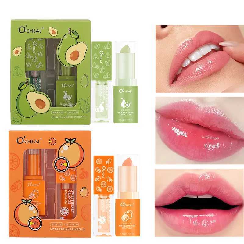 Lip Balm Lip Gloss Set PH Color Change Honey Avocado Moisturizing Long Lasting Lips Care Light Pink Lipstick Lip Tint for WomenXJ241223