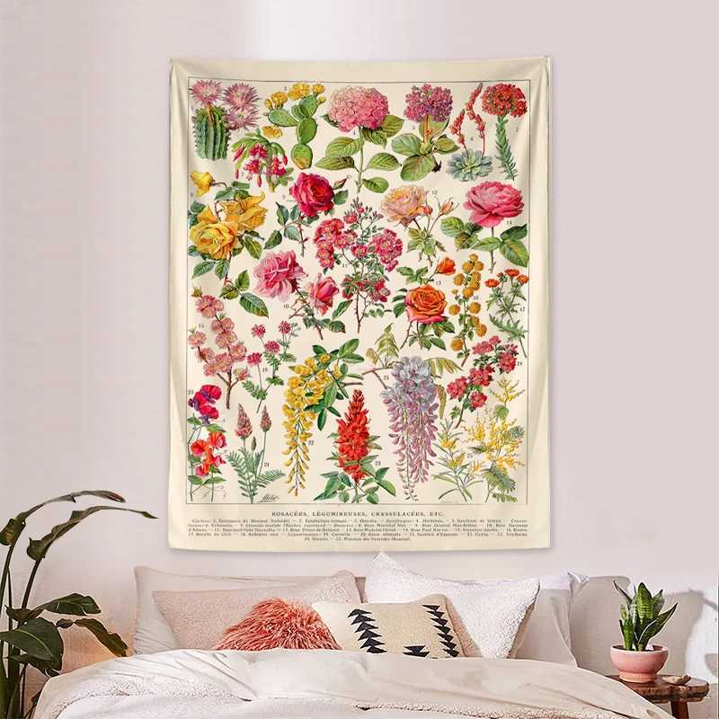 1pc Retro floral and plant tapestry collection garden floral identification reference picture tapestryXJ240810