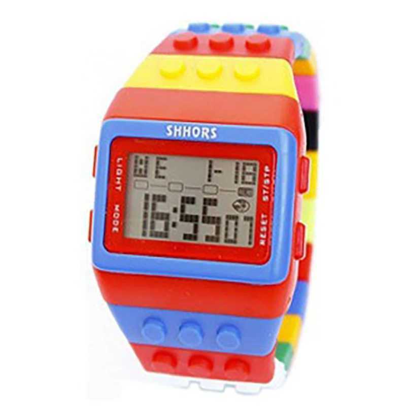UTHAI CE145 Colorful Building Blocks DIY Digital Electronic Student Watch Leisure Sport Fashion Multifunctional Childrens Watch Y240809
