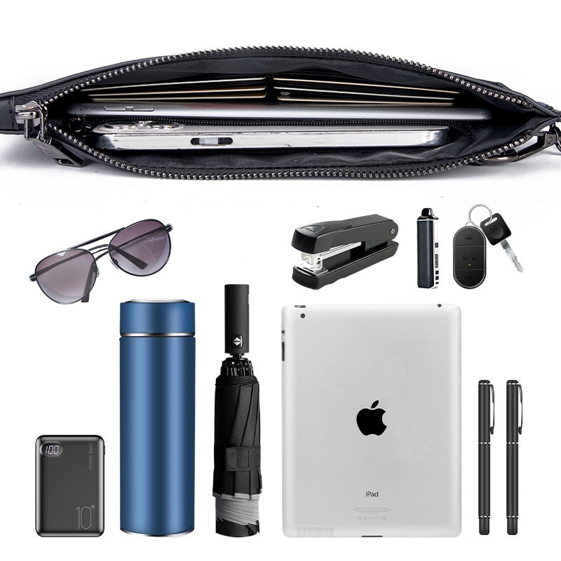 New PU material large capacity men's hand bag fashion simple hand bag business clip bag underarm bag