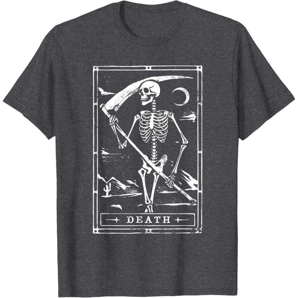 T shirt for Mens Death Tarot Card Shirt Goth Skeleton Grim Reaper Halloween T-Shirt Shirts Tshirt Graphic Tee Casual Tops Clothes Short sleeve 2025