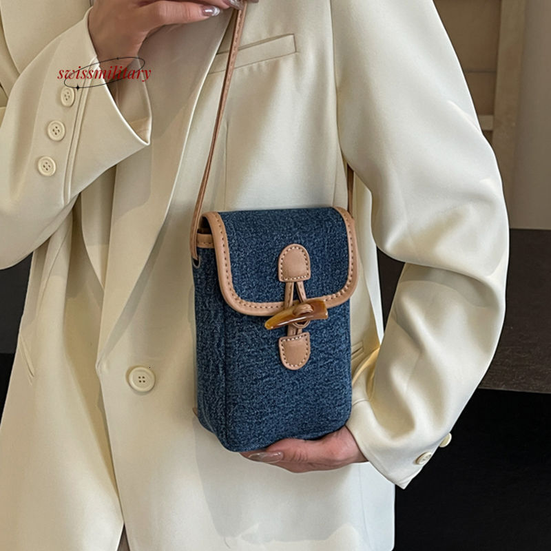 Denim 2024 New Spring and Summer Online Celebrity Shoulder Messenger Ladies Mobile Phone BagH810#22 53691