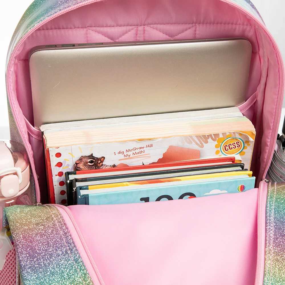 New Cute Love Girls school backpack mochilas for Elementary School Bags with Lunch Box Kids Pink Backpack Set for Girls Age 6-8 Y240809