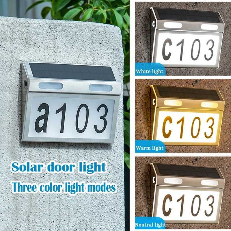 LED Solar Wall Lamp Warm White Neutral Lighting Light Yard Door Fence New Solar House Number Light Outdoor Waterproof StainlessCL240809