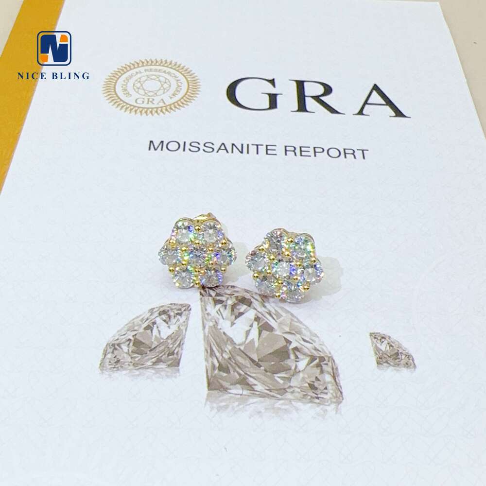 Cluster wer Design Dia Earrings Men Hiphop Sterg Sier Moissanite Ear Stud For Women