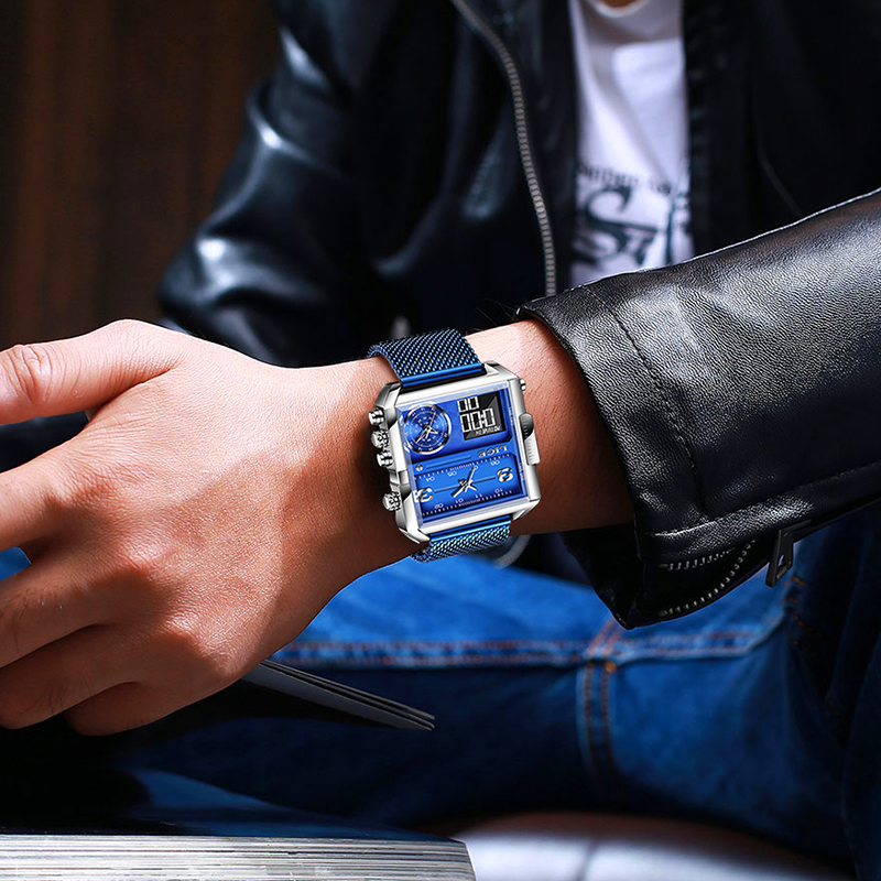 LIGE New Men's Quartz Watch Waterproof Sports Electronic Digital Clock Multi functional Electronic Alarm Clock Student Watch