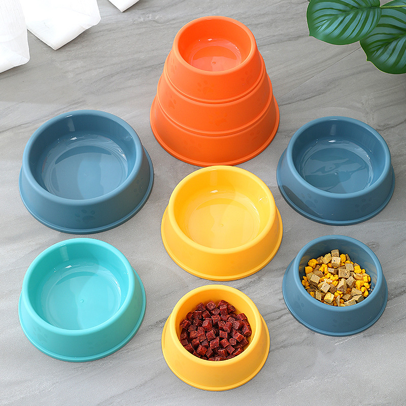 Pet footprints, anti slip plastic single frosted process, small bowl, cat dog universal pet food utensil