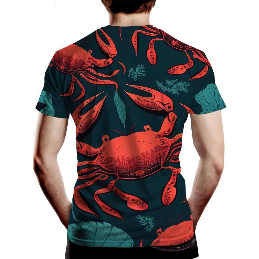 Mens T shirt Protection Shirt Bottom Coral Marine Creature Red Crab T-Shirt shirts tshirt graphic tee Casual tops summer clothes Short sleeve Free shi