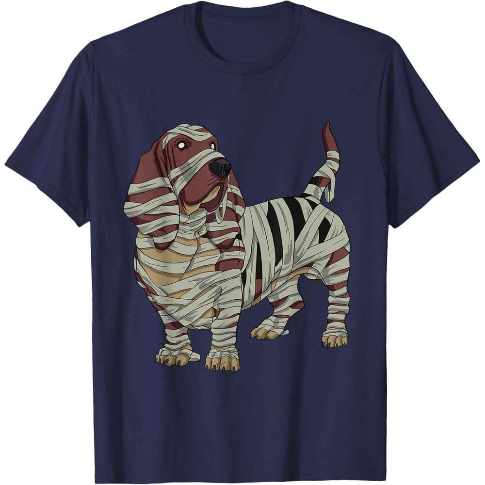 T shirt for Mens Mummy Basset Hound Dog Halloween Shirt Basset Hound Lover T-Shirt Shirts Tshirt Graphic Tee Casual Tops Clothes Short sleeve 2025