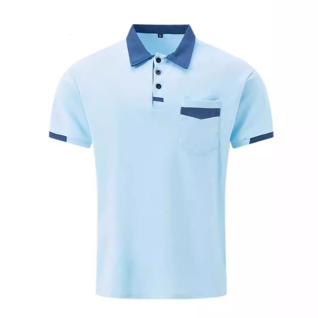 24ss Summer Quick Sale Mens Color Block Pocket Polo Shirt Sports Polo Shirt