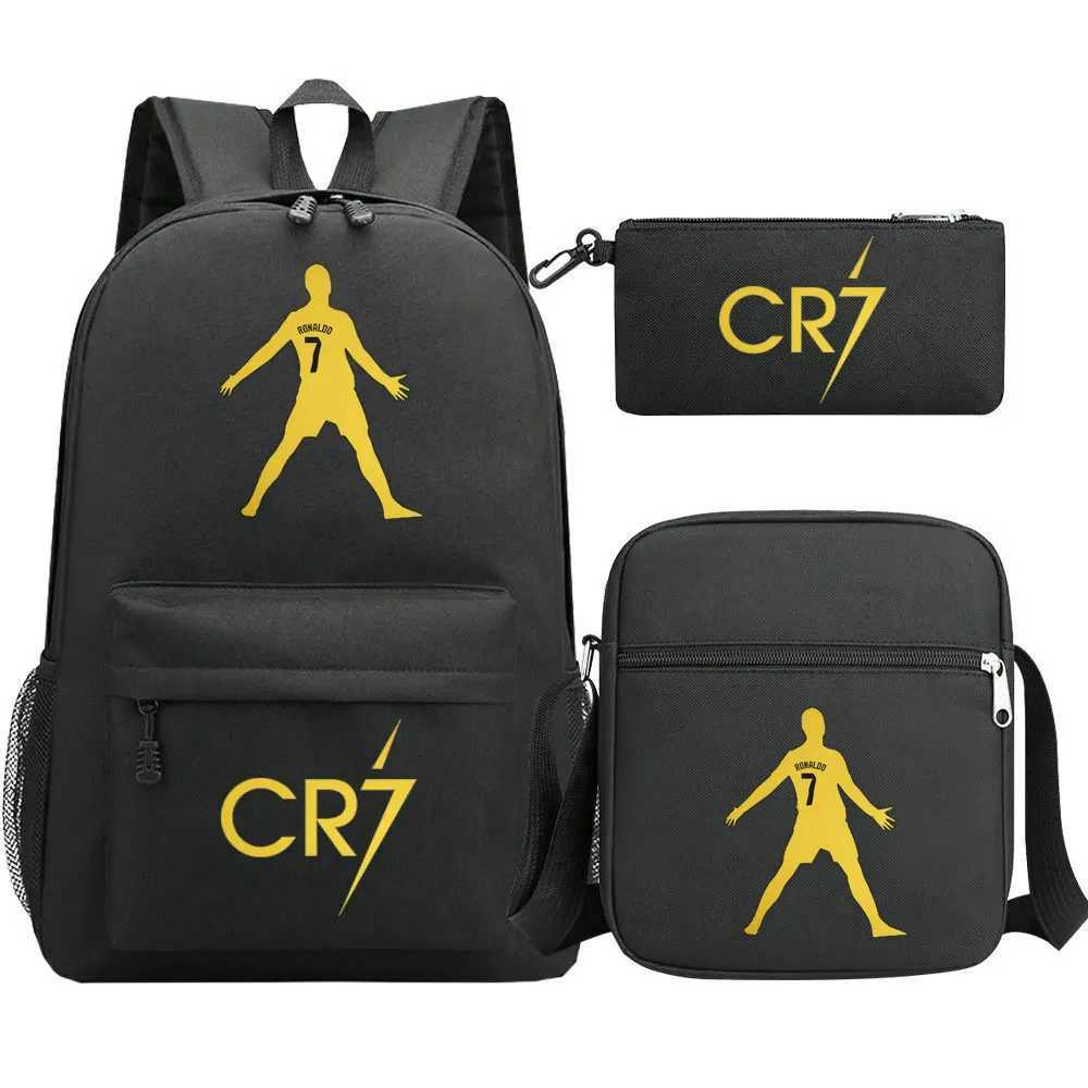 3pcs New CR7 Backpack Fashion School Bags For Boys Girls Teenagers Laptop Mochilas With Shoulder Bags Y240809