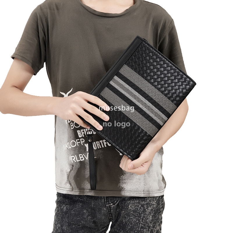 New high quality clutch bag Men's embroidered striped woven Youth clutch envelope Large capacity clutch bag cross-border
