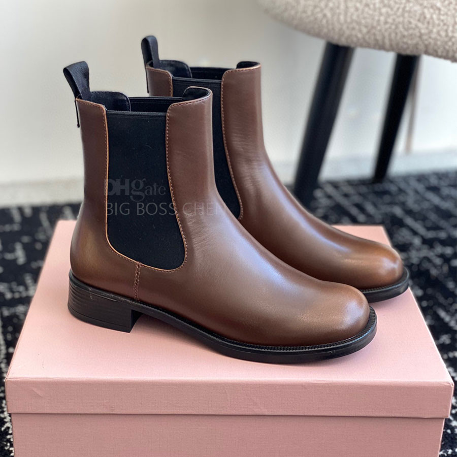 Top quality Casual Classic Chelsea ankle boots Knight Combat Boots Fashion booties Genuine Leather Luxury designer boots for womens