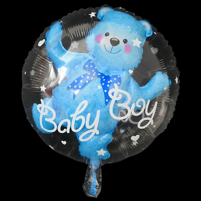 4D Transparent Baby Shower Boy Girl Bear Bubble Ball Kids 1st Birthday Party Blue Pink Helium Balloon Gender Reveal Decoration 240809