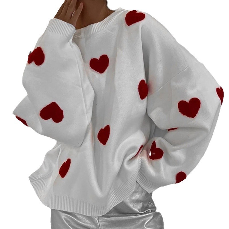 2024 Autumn/Winter New Embroidered Love Sweater Women's Internet Red Style Knitted Hoodie ins dongdumaoyi