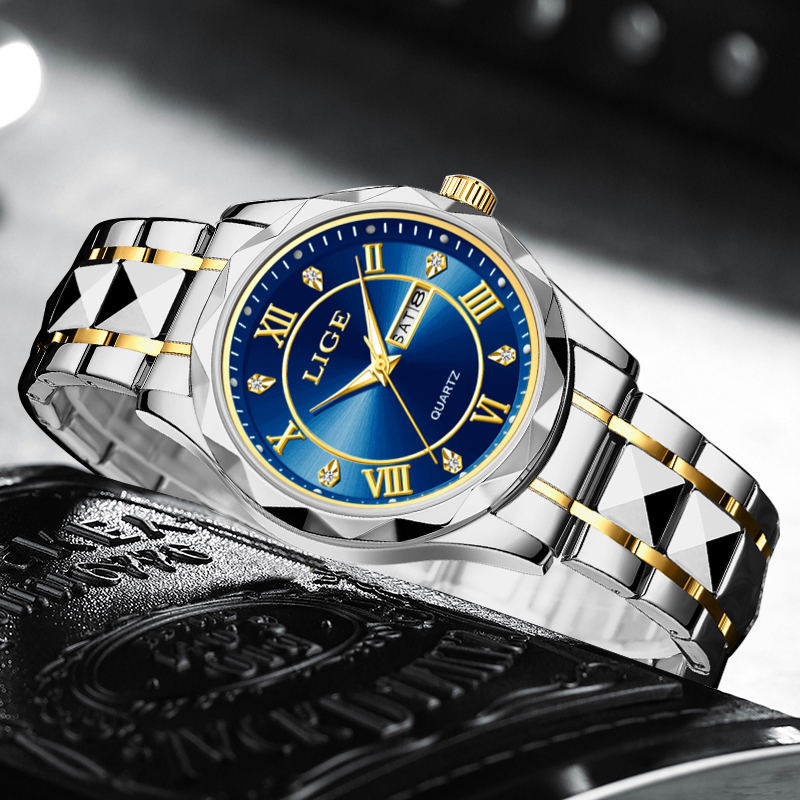 LIGE Men's Quartz Watch Men's Classic Traditional Watch Stainless Steel strap Men's Casual Waterproof Watch Youth Fashion Watch Student