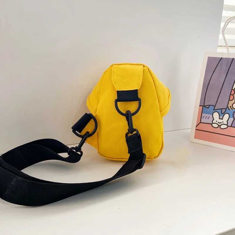 Cartoon Plush Bear Kids Chest Bag Cute Canvas Messenger Bag Children Outdoor Zipper Waist Pack Y240809