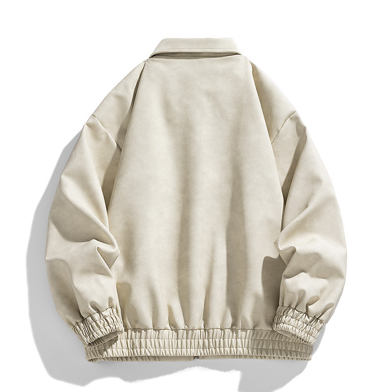 Solid Color Leather Jacket For Men In Spring And Autumn Trendy Motorcycle Suit Windproof And Handsome Slim Fit And Handsome PU Leather Jacket For Men