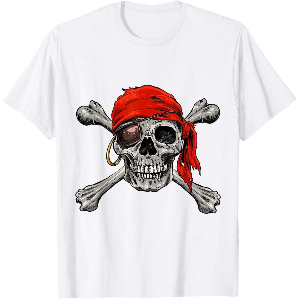 T shirt for Mens Jolly Roger Pirate Shirt Skull & Crossbones Shirt Halloween T-Shirt Shirts Gothic Tshirt Graphic Tee Casual Tops Clothes Short sleeve