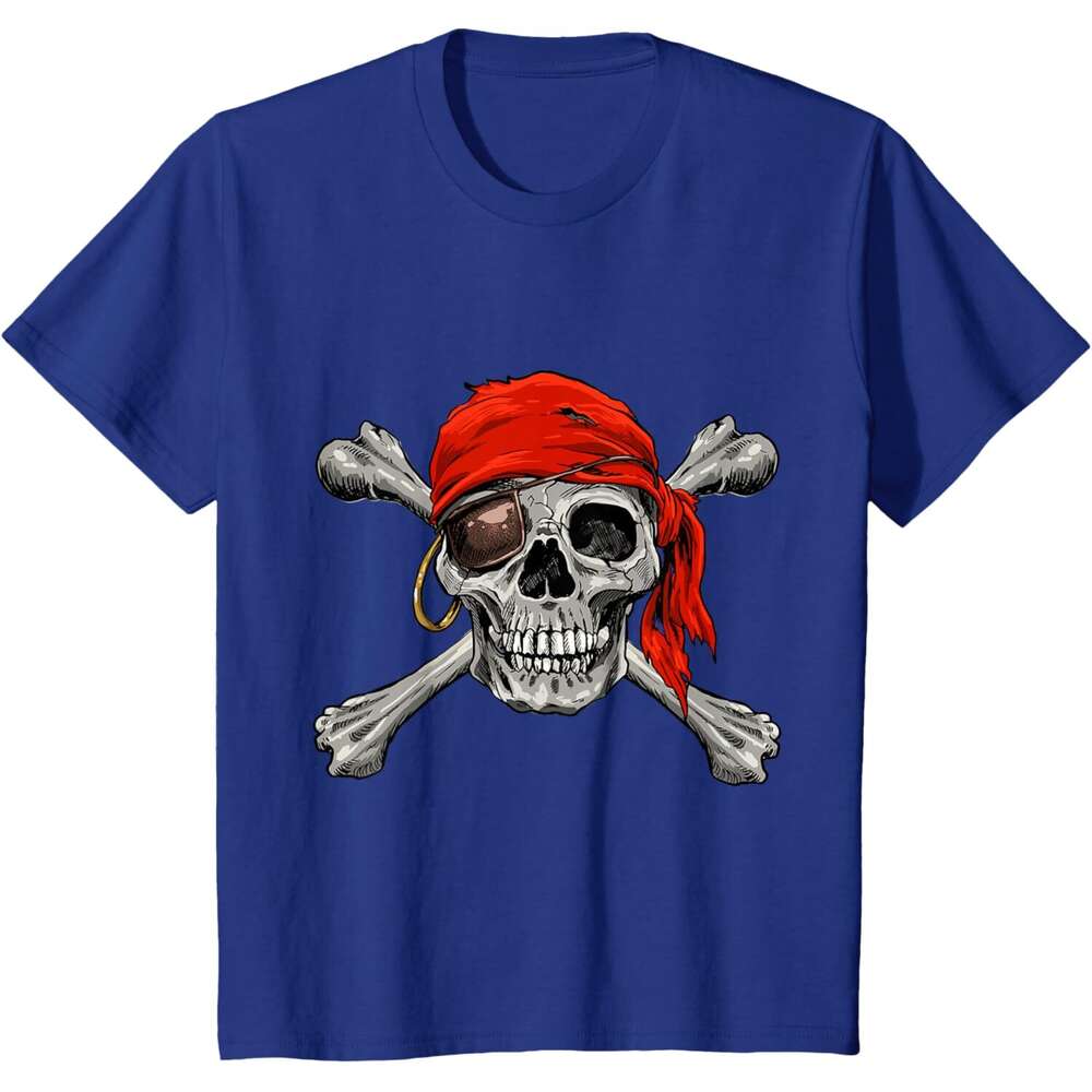 T shirt for Mens Jolly Roger Pirate Shirt Skull & Crossbones Shirt Halloween T-Shirt Shirts Gothic Tshirt Graphic Tee Casual Tops Clothes Short sleeve