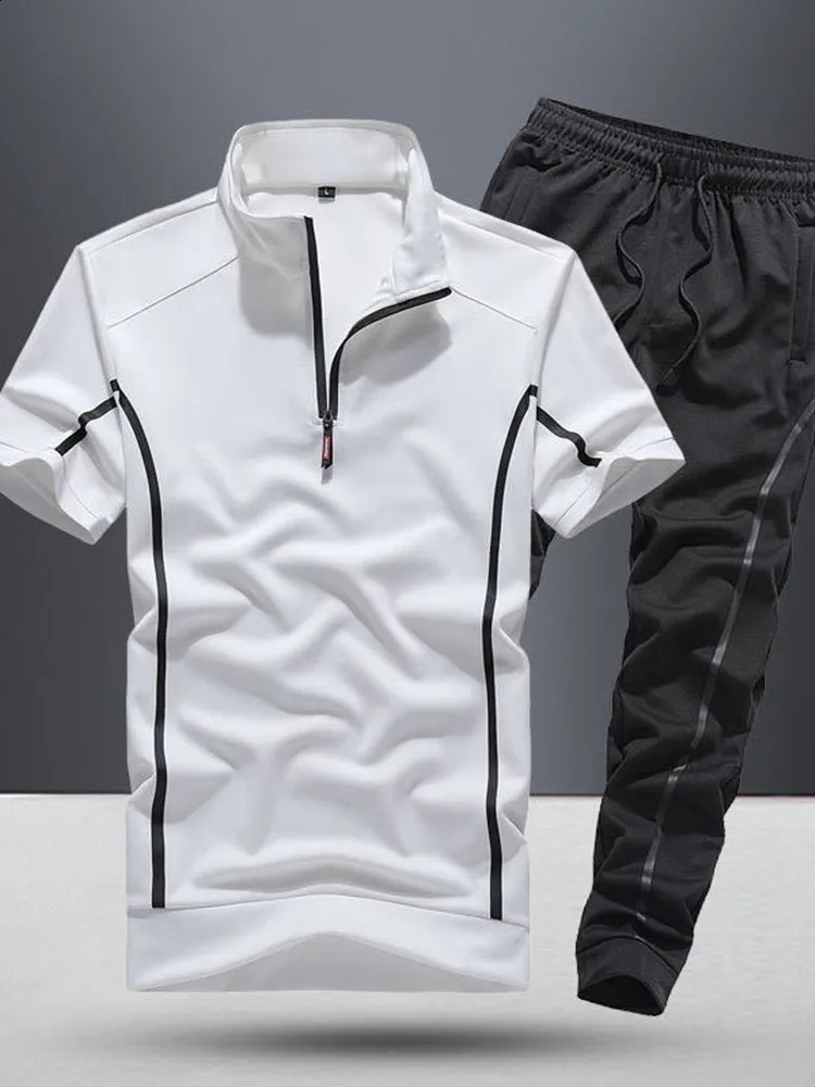 Summer Sports Breathable Plus Size Short Sleeve T-shirt Set Mens Casual Relaxed Comfortable High Quality Two-Piece Set 240810