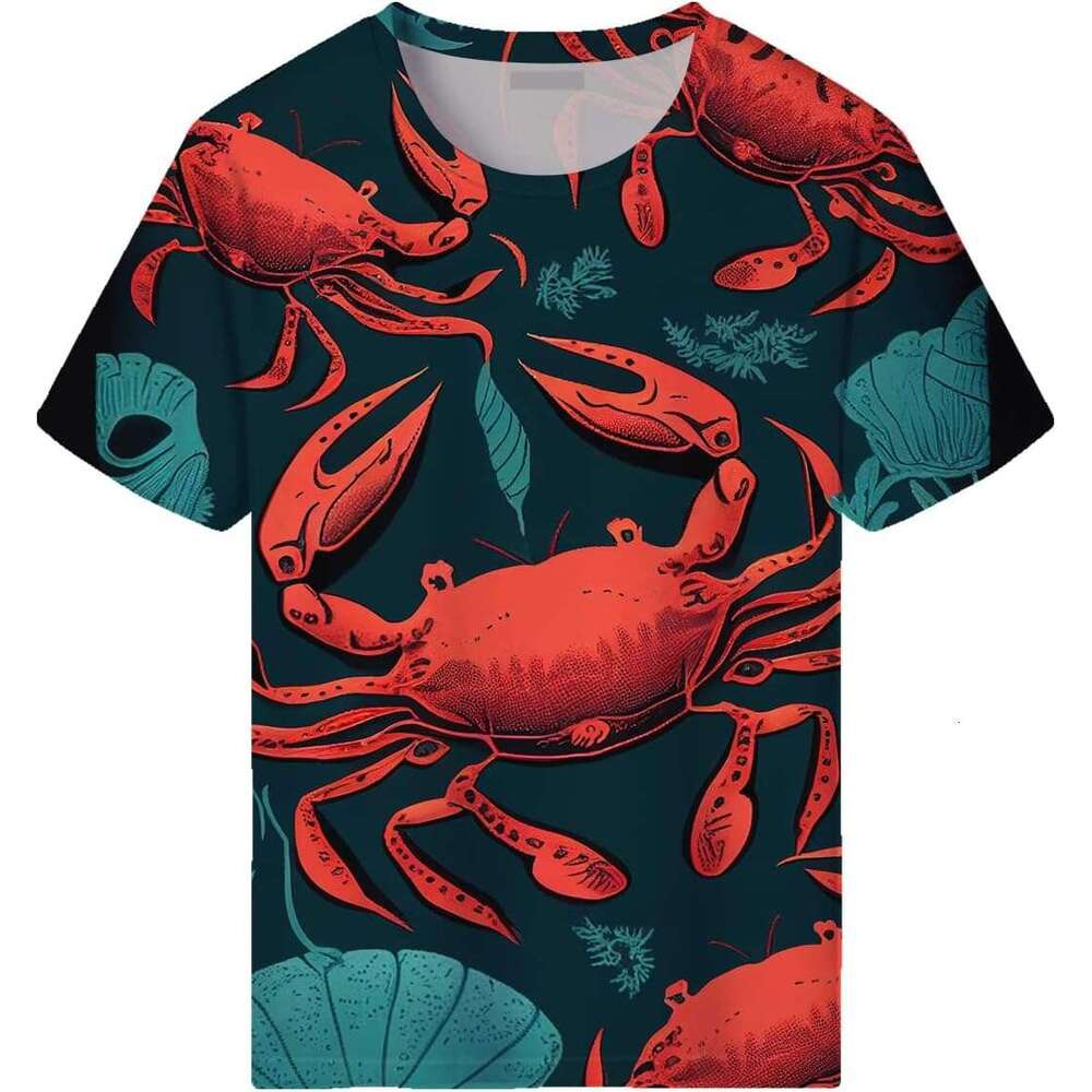 Mens T shirt Protection Shirt Bottom Coral Marine Creature Red Crab T-Shirt shirts tshirt graphic tee Casual tops summer clothes Short sleeve Free shi