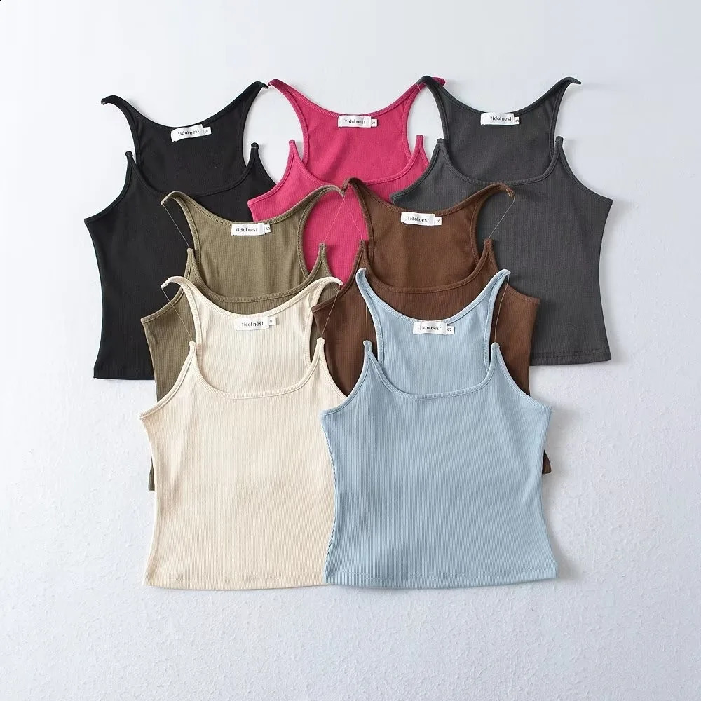 Womens ribbed invisible shoulder strap vest top Cropped Camis 240809