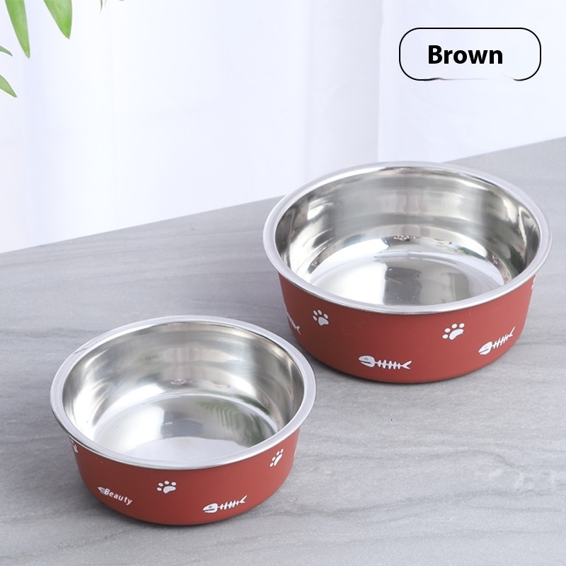 New Double Layer Thickened or Absorbing Non slip Pet Nordic Style Stainless Steel Dog Bowl, Cat Bowl