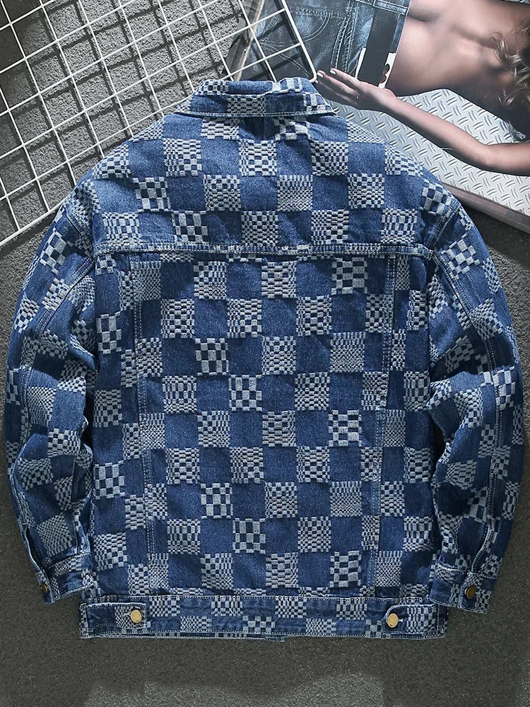 Fashionable retro black checkered jacket mens loose fitting casual clothing Enim jacket spring autumn240809