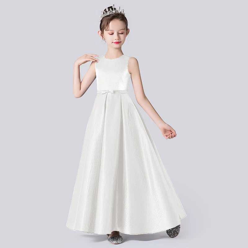 Dideyttl Customized Sleeveless Flower Girl Dress Par Dress Girl Satin Youth Concert Formal Elegant Banquet Dress W250326