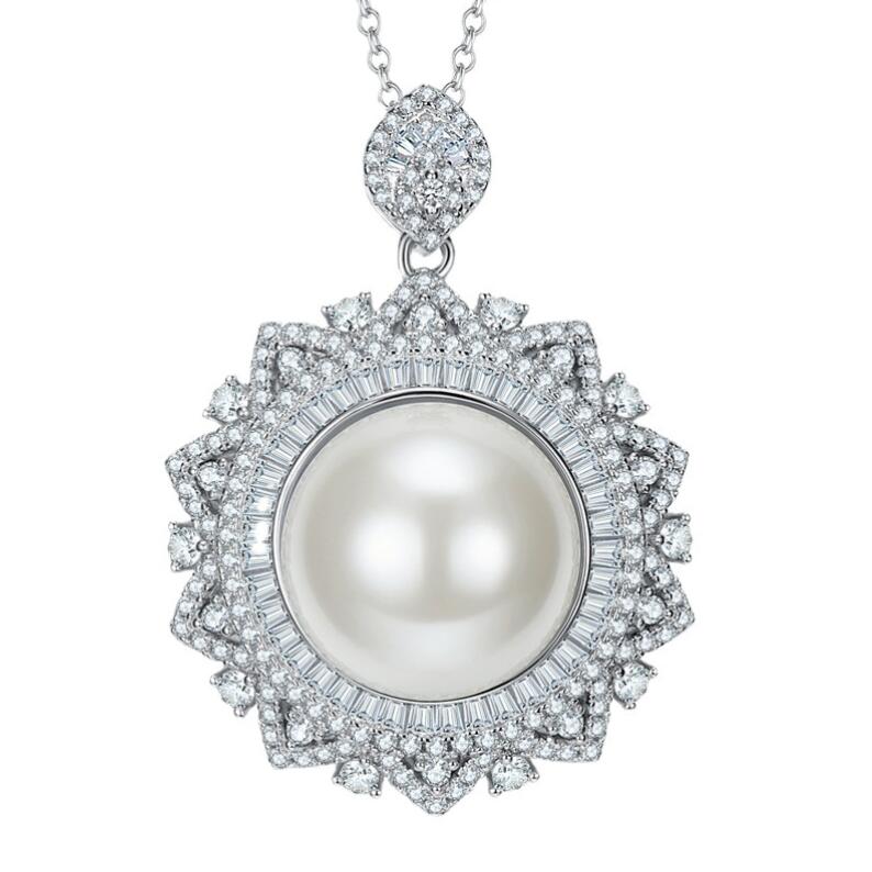 Pearl wer Pendant: Sterg Sier Moissanite Dia Necklace Princess Cut