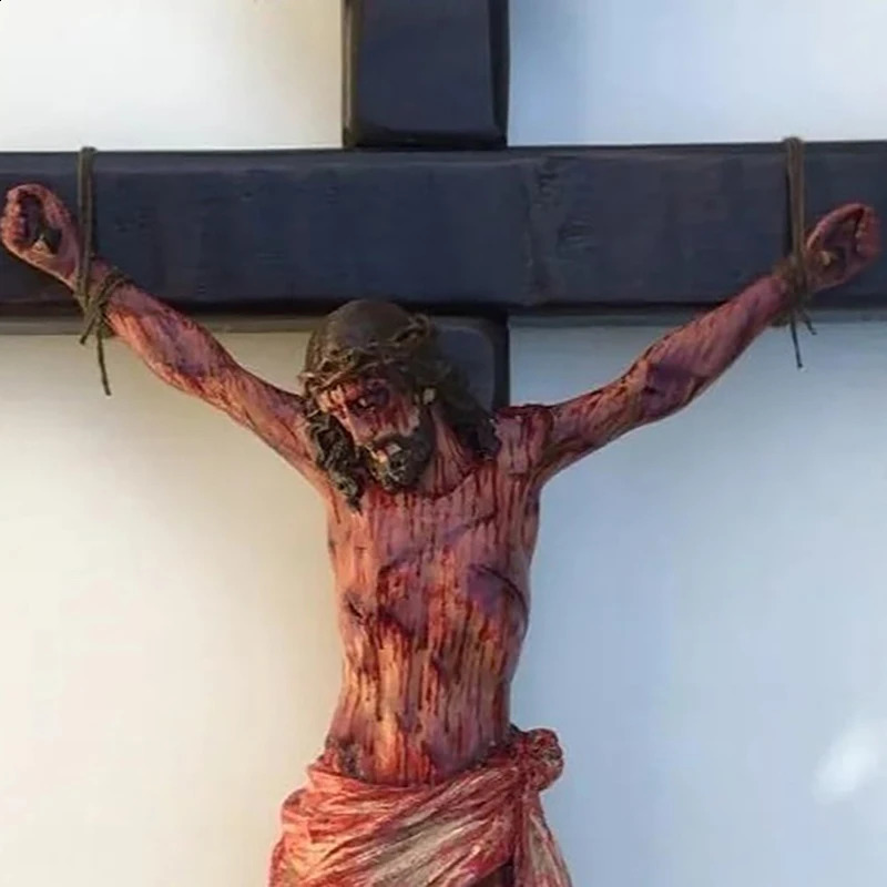 Crucifix Statue Jesus Cross Resin Statue Christ Figure Catholic Religious Accessories Church Decoration Hang Wall Decor for Part 240809