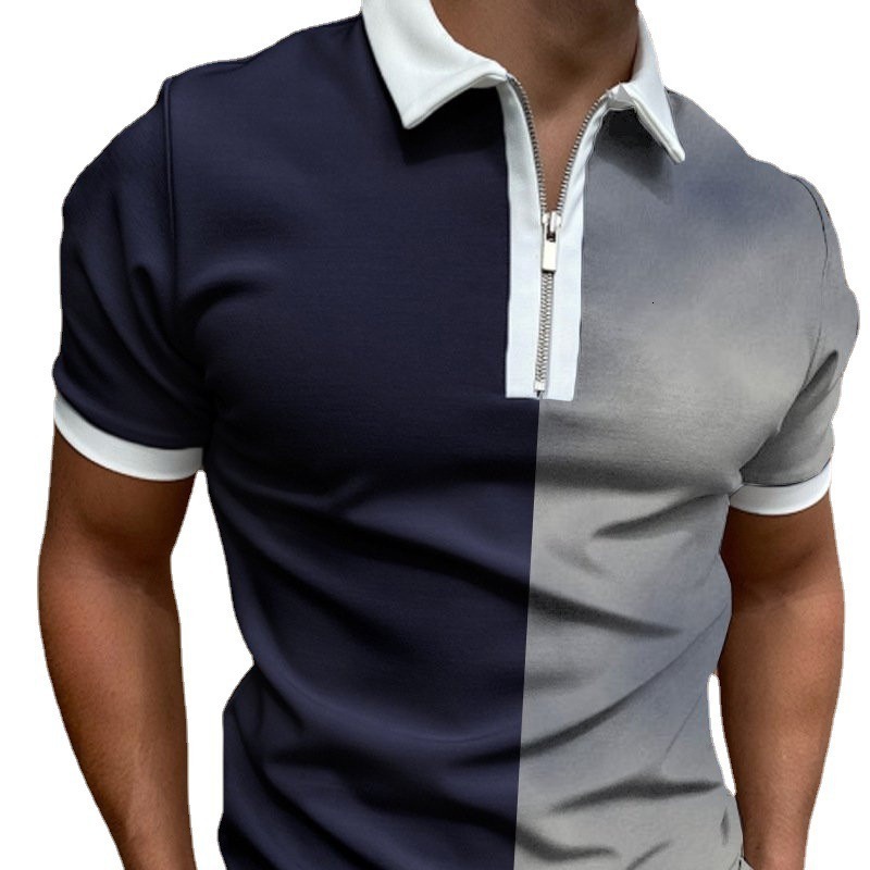 Ins 24ss Summer Quick Sale Polo Shirt Zipper Color Contrast Mens Sports Polo Shirt