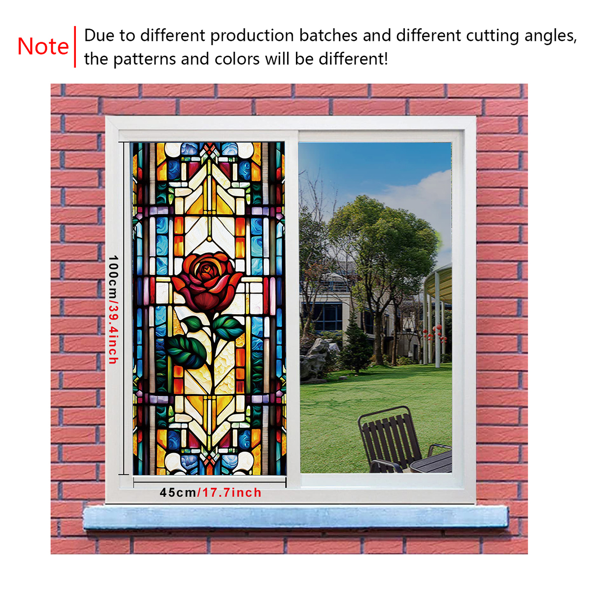 Retro frosted flowers green plants painted glass window style DIY home decoration