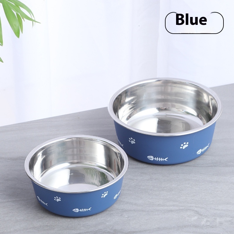 New Double Layer Thickened or Absorbing Non slip Pet Nordic Style Stainless Steel Dog Bowl, Cat Bowl