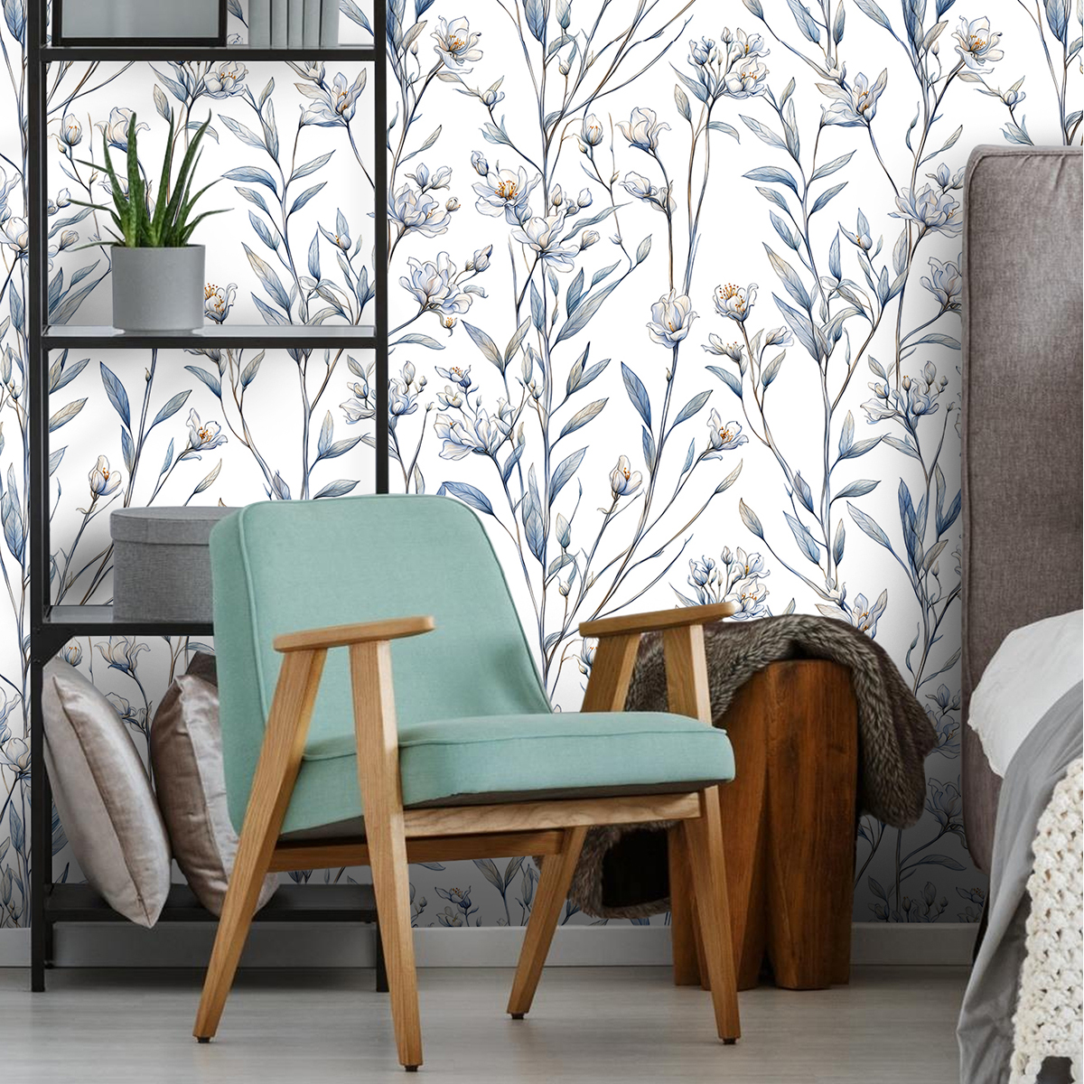 Cross border wallpaper sketching floral patterns retro personalized watercolor style wallpaper waterproof and moisture-proof home decoration