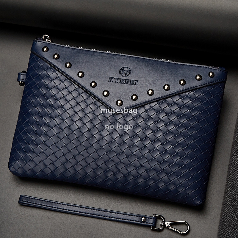 The new PU material of high quality men and women's personality button bag woven hand bag cross-border products