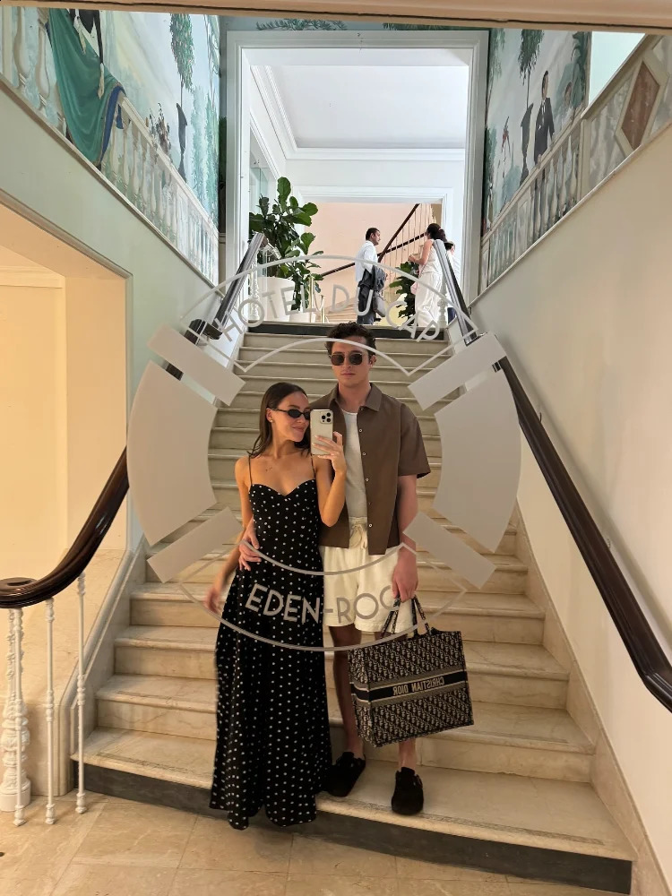 Polka dot print spaghetti strap pants for 2024 summer classic high waisted Aline party dress lace streetwear long skirt 240809