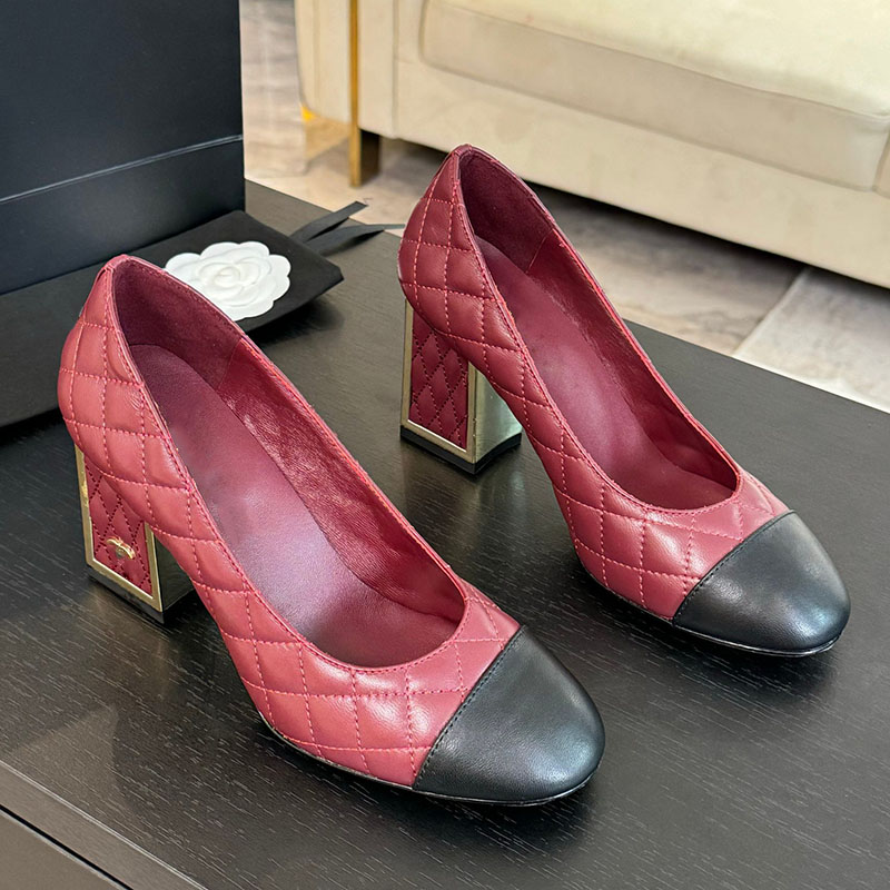 Womens Chunky Heels 7.5cm Pumps Dress Shoes Slip On Sandals Adjustable Ankel Buckle Wedding Shoe Sheepskin Mary Jane Shoe Ladies Matelasse Outdoor Leisure Shoe