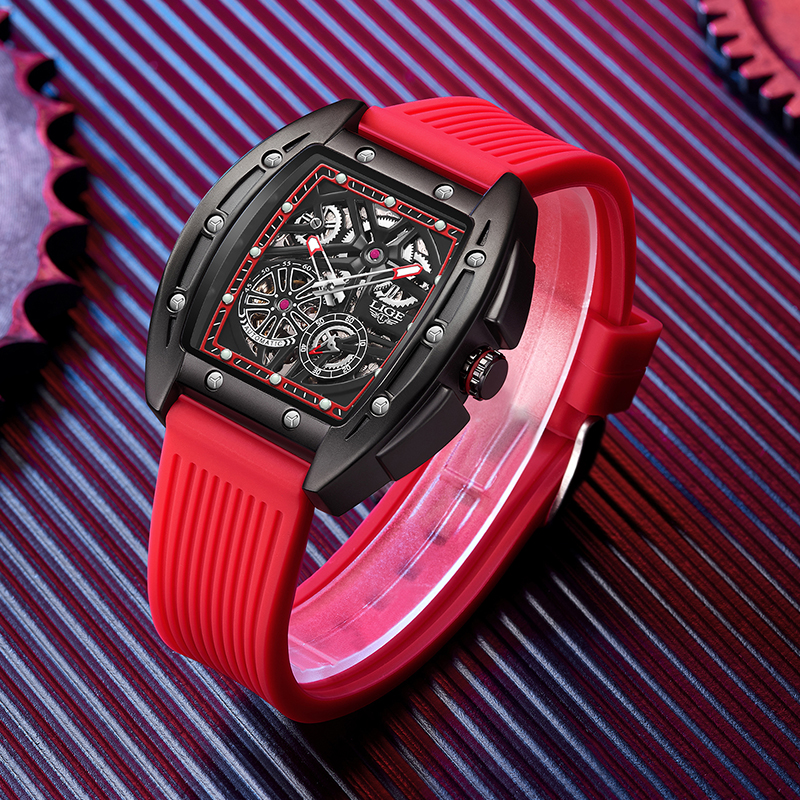 LIGE Men's Mechanical Watch Men's Classic traditional watch Quality silicone strap Men's casual waterproof watch Youth Fashion watch St