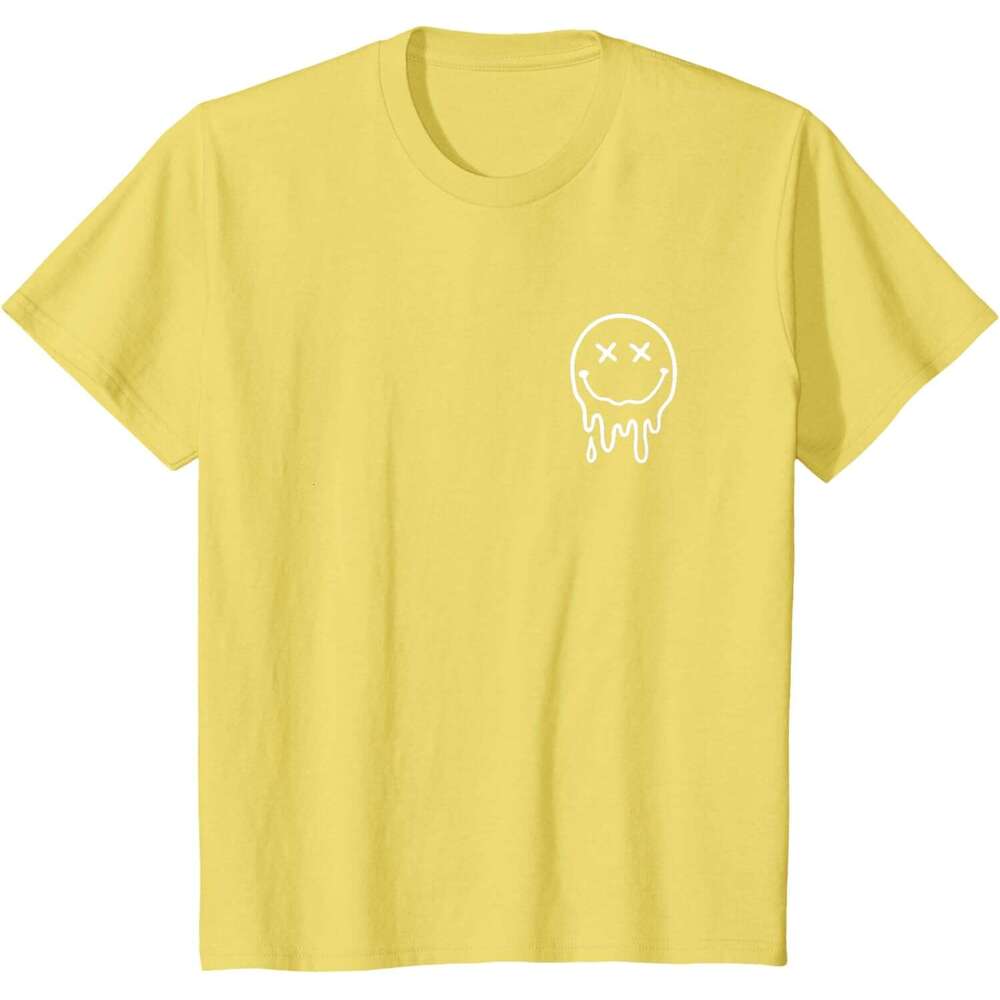 T shirt for Mens Cute X Eyes Melting Happy Melted Dripping Smile Face T-Shirt Shirts Tshirt Graphic Tee Casual Tops Clothes Short sleeve
