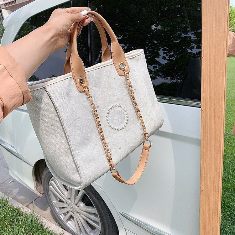 Designer Classic Evening Bags Luxury Handbag Fashion Pearl Brand Label Backpack Womens Beach Handbags Purse Women Canvas Hand Bag Ladies