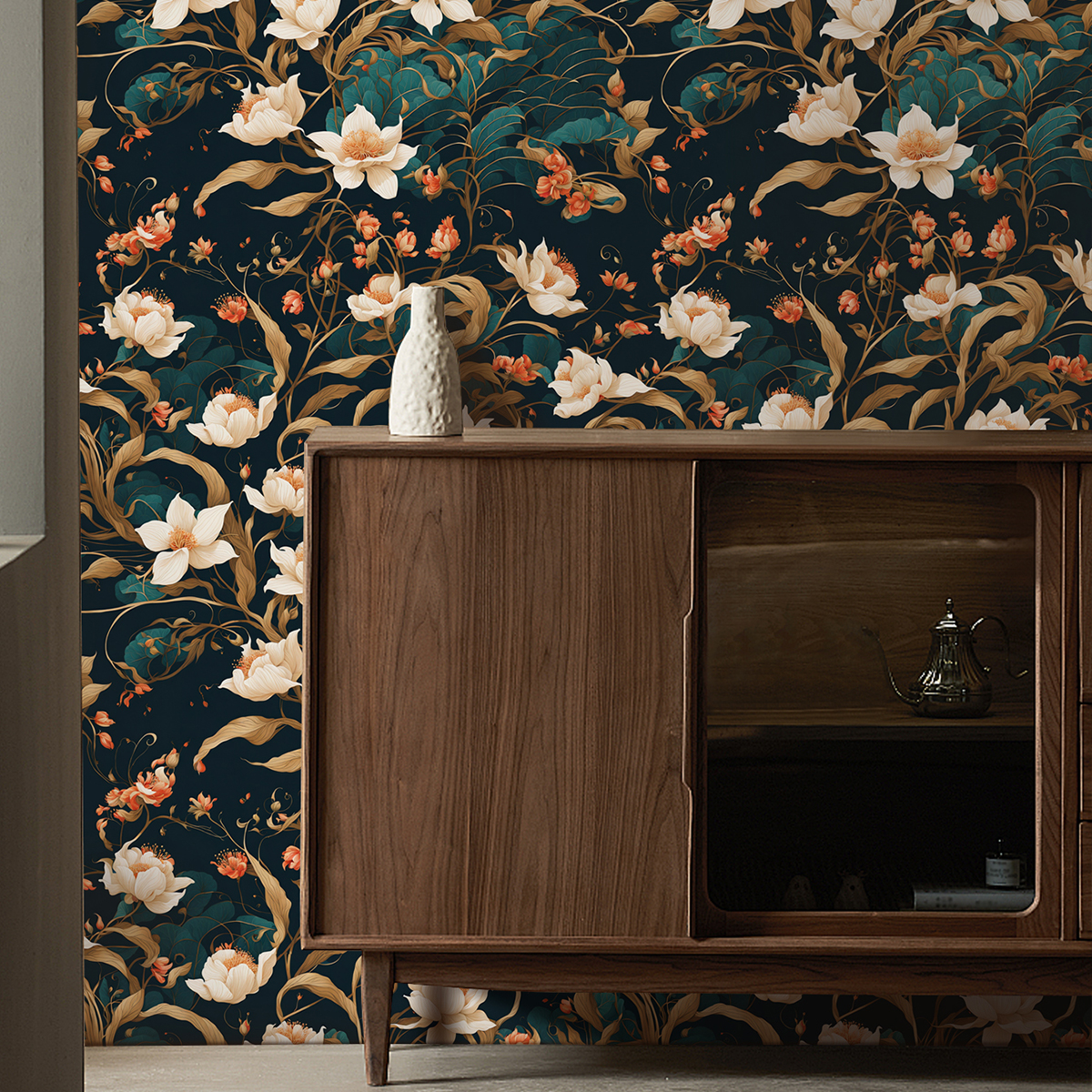 wallpaper green plants floral patterns retro personalized watercolor style waterproof and moisture-proof home decoration Wallpaper and wall stickers
