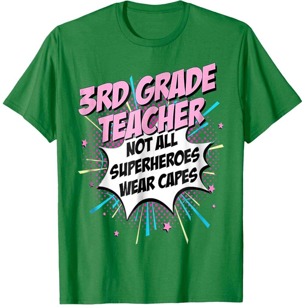 T shirt for Mens 3rd Grade Teacher Superhero Cute Comic Tee Gifts Idea T-Shirt Shirts Tshirt Graphic Tee Casual Tops Clothes Short sleeve Free shippin