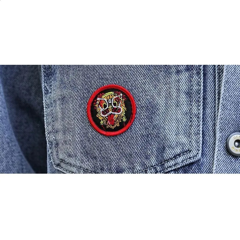 Denim Jacket Men Printed Black Streetwear Bomber Jacket Embroidery Spring Autumn Windbreaker Blue Jean Korean Fashion Loose 240816