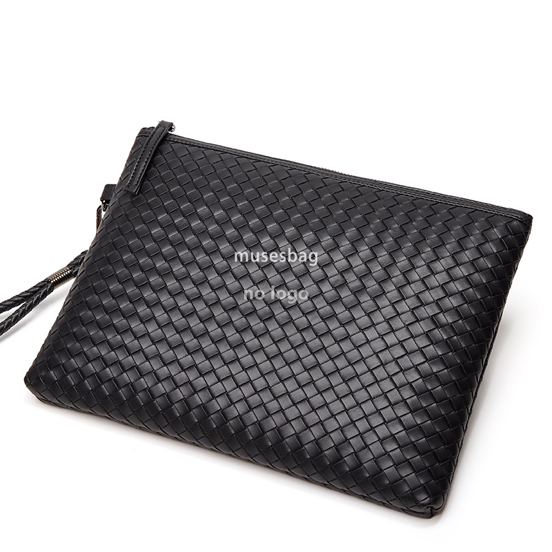 New woven leather clutch bag Men's wallet Soft clutch Large capacity phone bag Business underarm bag