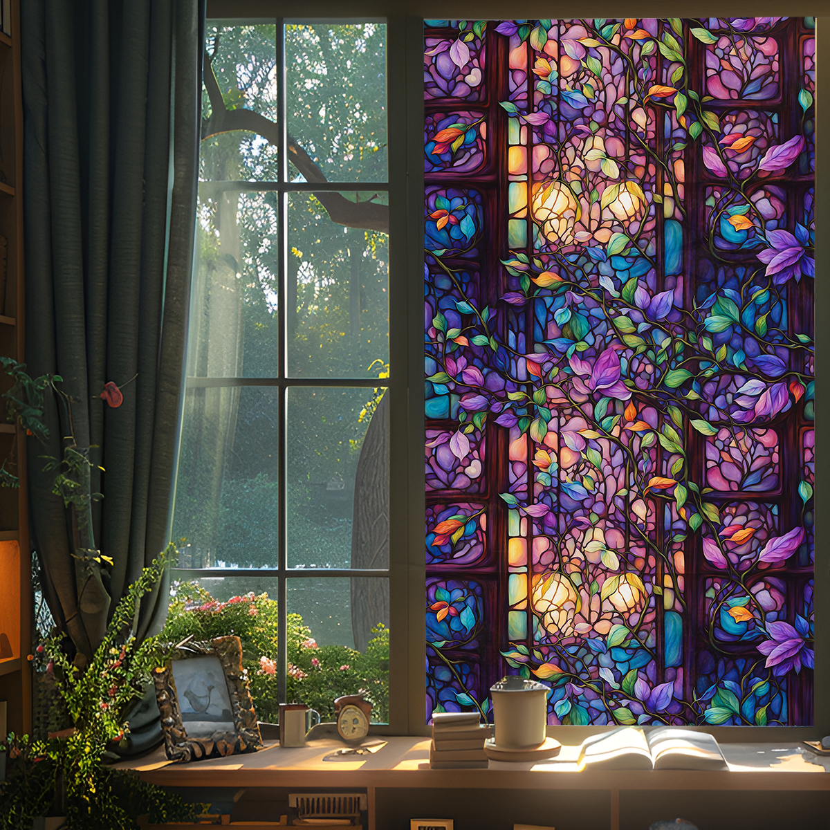 Suitable for home bathroom doors and windows 3D colored glass film glass stickers