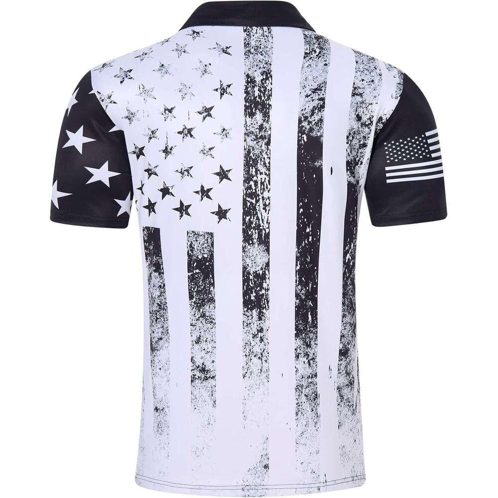 Fashion Mens Polo shirt Mens American Flag Golf Shirts 4th of July Polo Shirt Dry Fit USA Patriotic comfort Polos shirts tshirt Casual tops summer clo