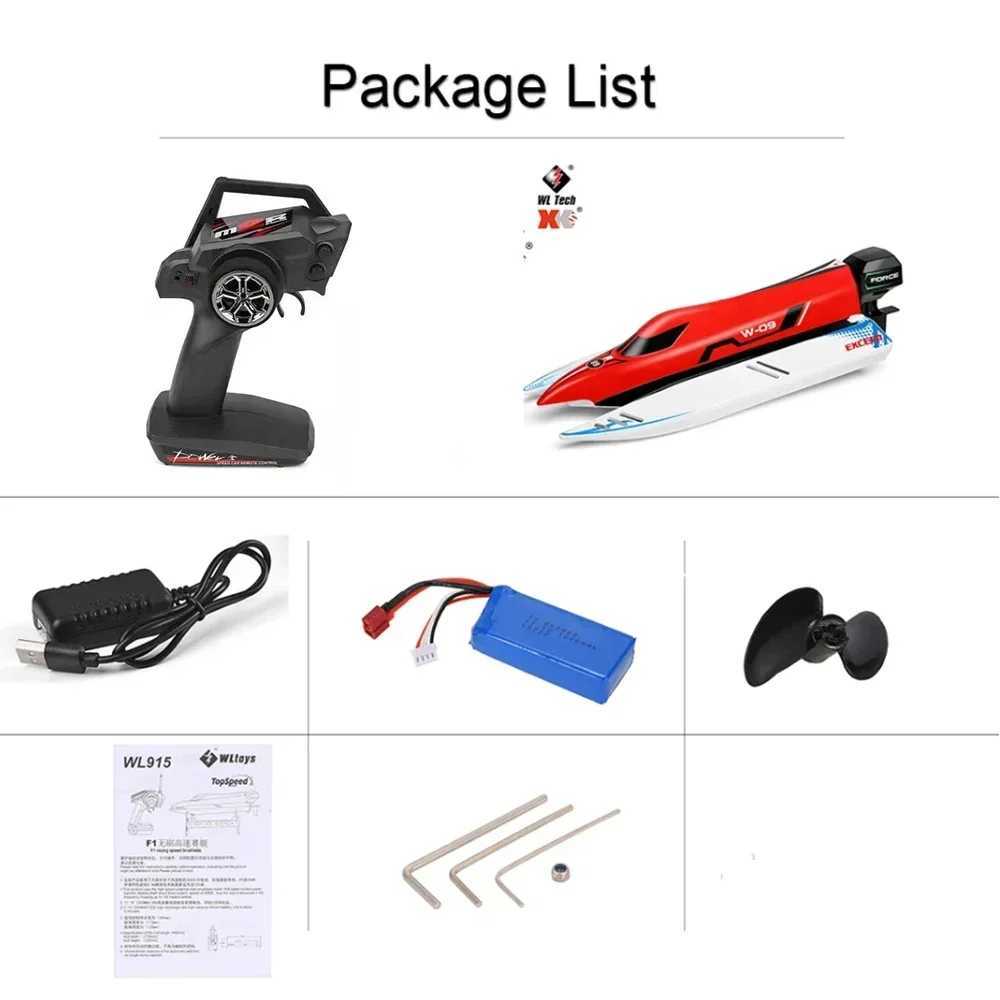 WLtoys WL915 RC Boat 2.4Ghz 55KM/H Brushless High Speed Racing Boat Model Remote Control Speedboat Children RC ToysY240810